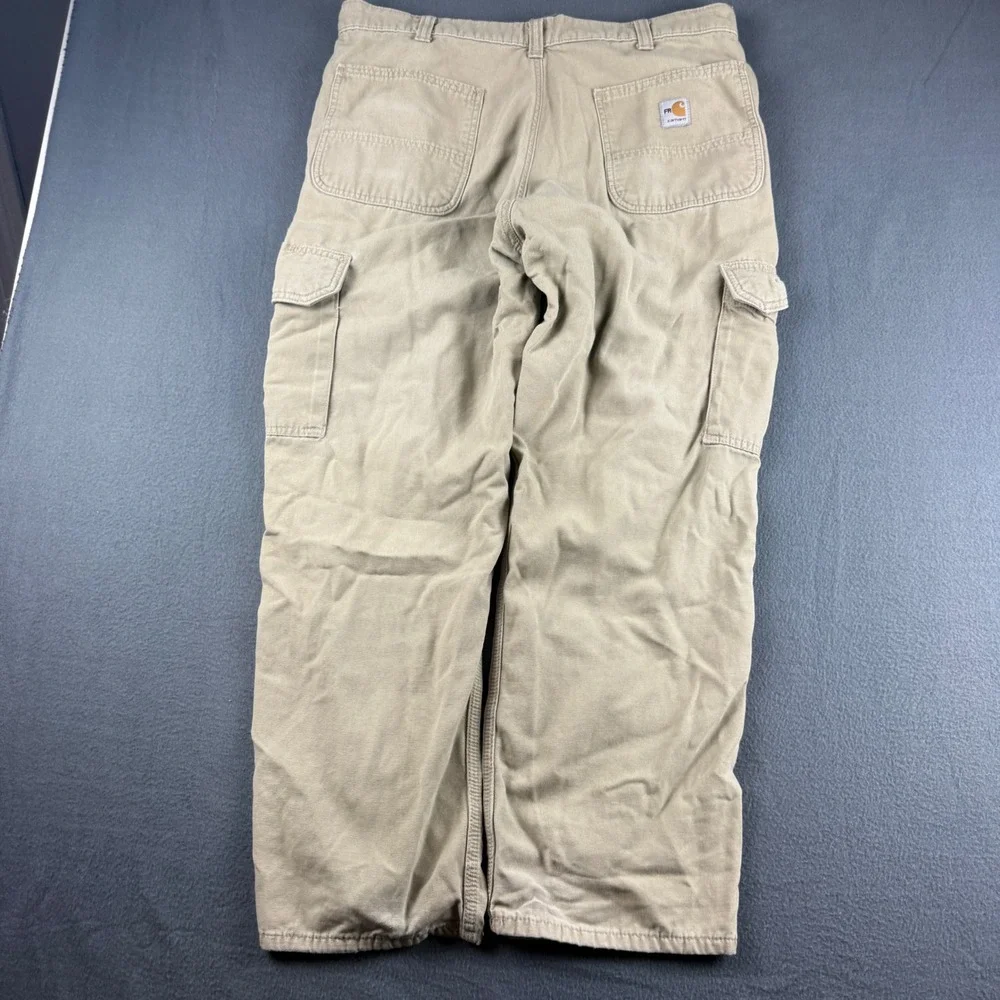 Carhartt Cargo Pants Men's 38x30 (Fits 36x29) Beige FR Canvas Workwear Flame
